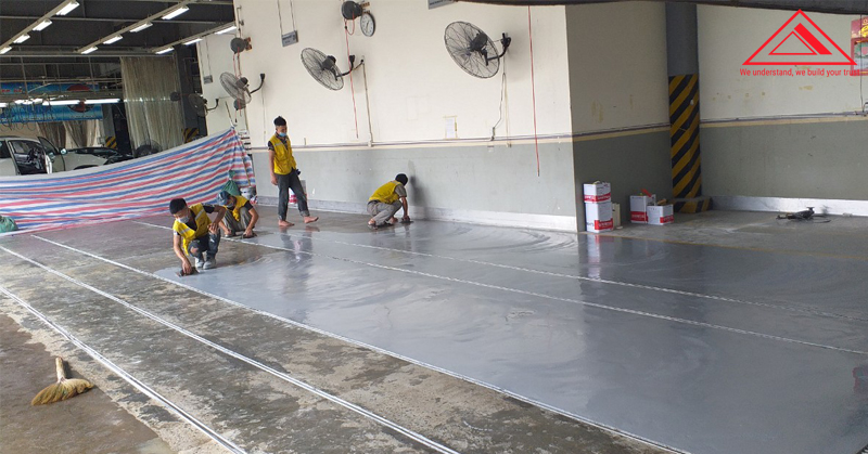Thi công sơn sàn epoxy tại Toyota Hiroshima Vĩnh Phúc